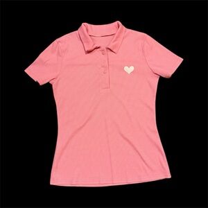 Pink Polo Shirt with Heart Detail
